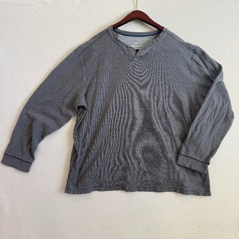 Tommy Bahama Shirt Men's XL Gray Long Sleeve Comfort Casual Stretch Cotton Blend